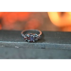 Raw garnet engagement ring unique sterling silver gemstone jewelry for w…